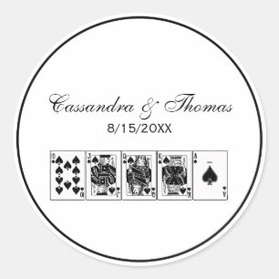 Sticker Rond Casino Night Poker Royal Straight Flush Spades