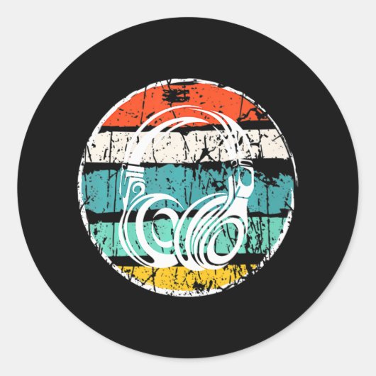 Sticker Rond Casque bat DJ Distressed Musique Hip hop (Devant)