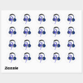 Sticker Rond Casque Bleu Jouant Quelques Basse Classique (Feuille)