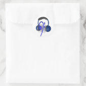 Sticker Rond Casque Bleu Jouant Quelques Basse Classique (Sac)