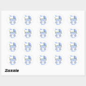 Sticker Rond Casque bleu pour bébé garçon Enveloppe douche pour (Feuille)