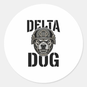 Sticker Rond Casque Bulldog Delta Dog Design de gravure vintage