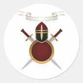 Sticker Rond Casque Chevalier Médiéval Crest Bouclier des épées (Devant)