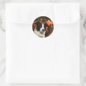 Sticker Rond Casque Collie Automne Bordure (Sac)