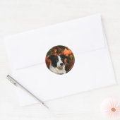 Sticker Rond Casque Collie Automne Bordure (Enveloppe)