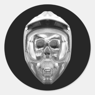 Sticker Rond Casque crâne en noir