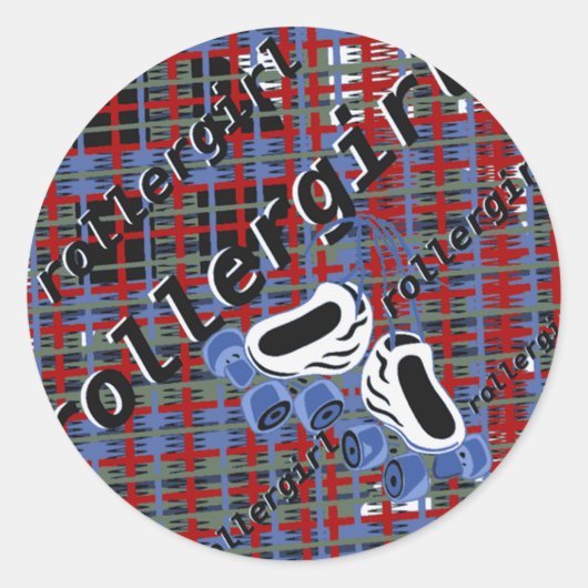 Sticker Rond casque d'attaque plaid rollergirl (Devant)