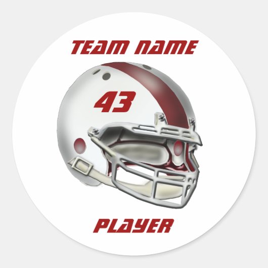 Sticker Rond Casque de football blanc et marron (Devant)