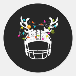 Sticker Rond Casque de football de Noël Lumières Funny Noël
