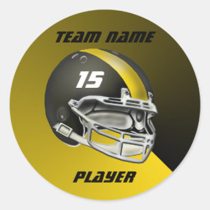 Sticker Rond Casque de football en or noir et jaune