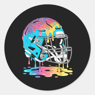 Sticker Rond Casque de football glace à la crème qui coule joue