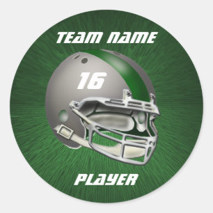 Sticker Rond Casque de football gris et vert foncé
