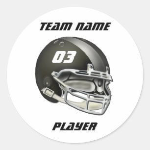 Sticker Rond Casque de football noir et argent