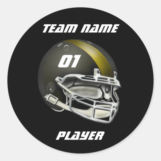 Sticker Rond Casque de football noir et or (Devant)