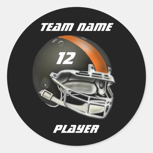 Sticker Rond Casque de football noir et orange (Devant)