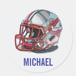 Sticker Rond Casque de football Pop Art Nom motivationnel