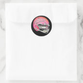 Sticker Rond Casque de football rose Powderpuff (Sac)