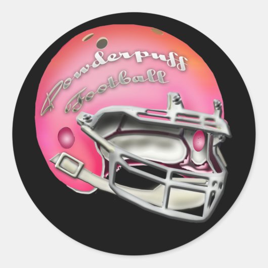 Sticker Rond Casque de football rose Powderpuff (Devant)