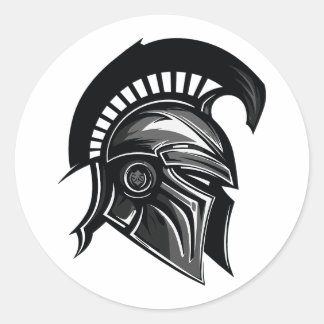 Sticker Rond Casque de guerrier spartiate minimaliste