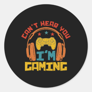 Sticker Rond Casque de jeu drôle rétro Désolé, je ne vous enten