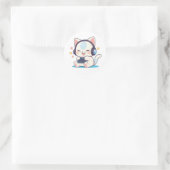 Sticker Rond Casque de jeu pour console portable Chibi Chat Mig (Sac)