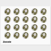 Sticker Rond Casque de musique DJ (Feuille)