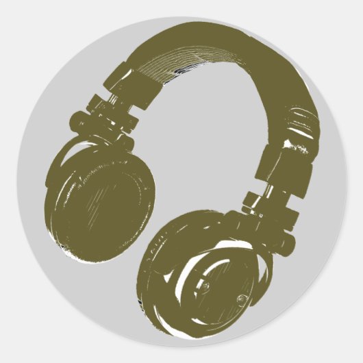 Sticker Rond Casque de musique DJ (Devant)