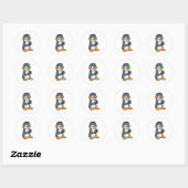 Sticker Rond Casque de musique Penguin (Feuille)
