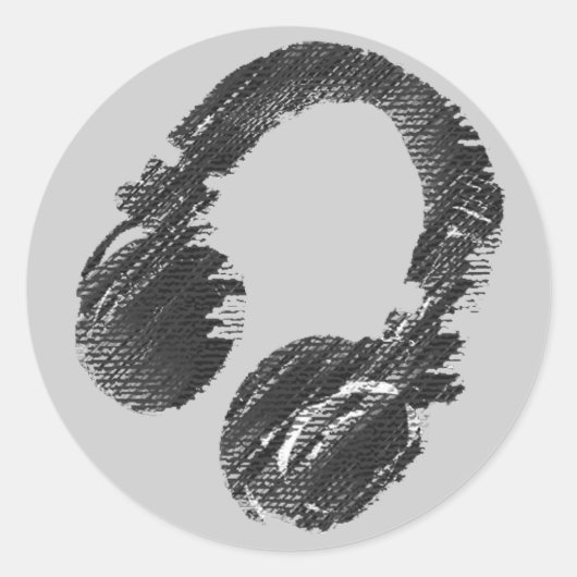 Sticker Rond casque deejay de musique noire (Devant)