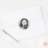 Sticker Rond casque deejay de musique noire (Enveloppe)