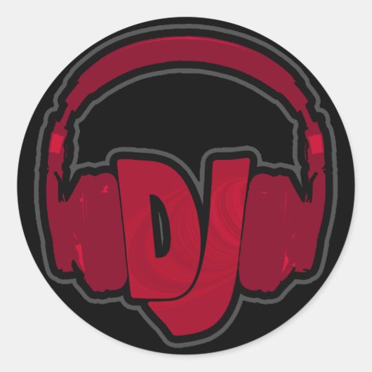 Sticker Rond casque DJ musique (Devant)
