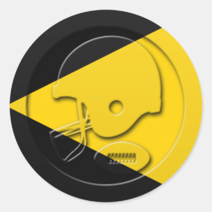 Sticker Rond Casque et balle de football noir et jaune