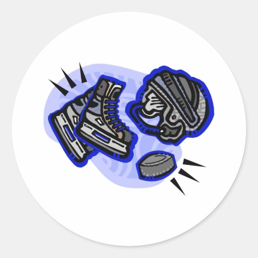Sticker Rond Casque et patins de hockey (Devant)