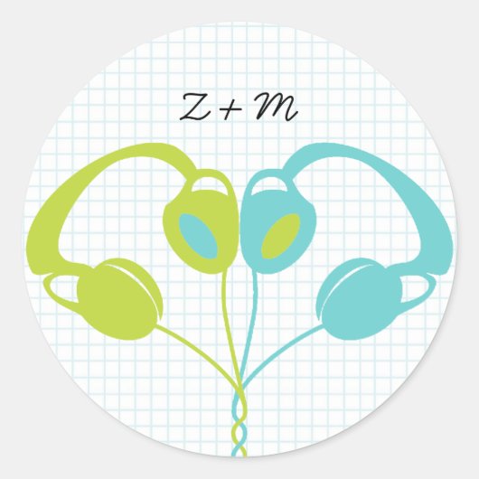 Sticker Rond Casque Indie Bleu coeur / Mariage vert citron (Devant)