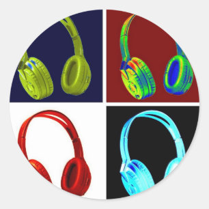Sticker Rond Casque Pop Art