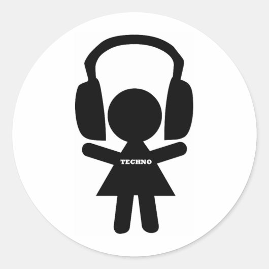 Sticker Rond Casque Techno Music (Devant)