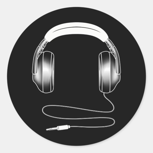 Sticker Rond Casques cool DJ Music Artiste Lover (Devant)