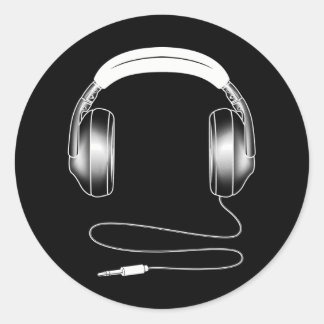 Sticker Rond Casques cool DJ Music Artiste Lover