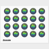 Sticker Rond Casques DJ vert bleu ajouter votre nom (Feuille)