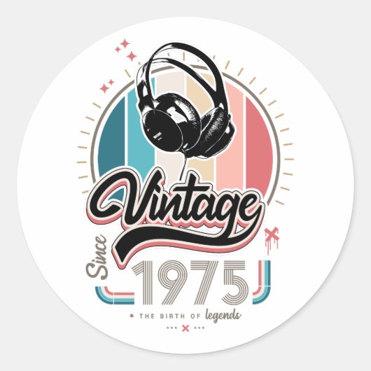 Sticker Rond Casques vintages depuis 1975 (Devant)
