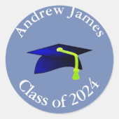 Sticker Rond casquette bleue - classe 2024 - votre nom (Devant)