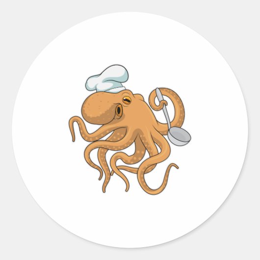 Sticker Rond Casquette chef Octopus Cook (Devant)