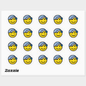 Sticker Rond Casquette de baseball Smilie - Bleu (Feuille)