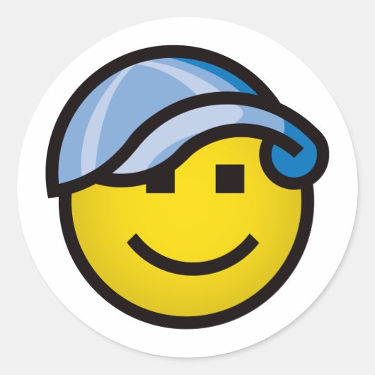 Sticker Rond Casquette de baseball Smilie - Bleu (Devant)