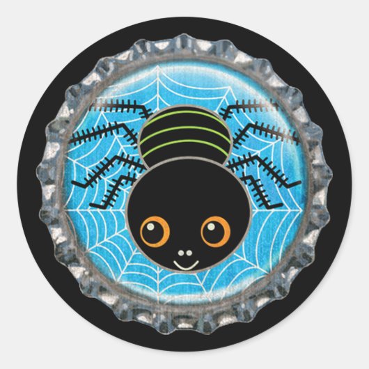 Sticker Rond Casquette de bouteille d'Halloween Spider mignonne (Devant)