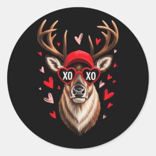 Sticker Rond Casquette de chasse rétro pour garçons Camo Cerf B