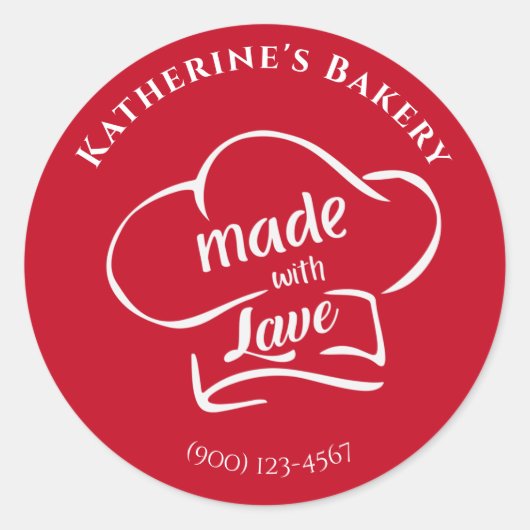 Sticker Rond Casquette de chef blanc rouge Fabriqué avec cheval (Devant)