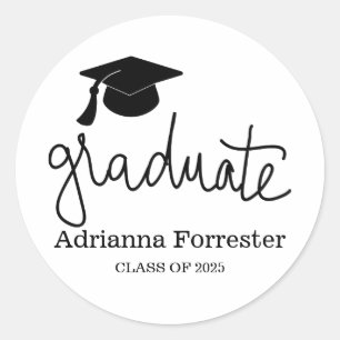 Sticker Rond Casquette de diplôme Script de fin d'études