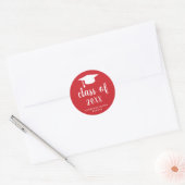 Sticker Rond Casquette de graduation simple rouge et blanc (Enveloppe)