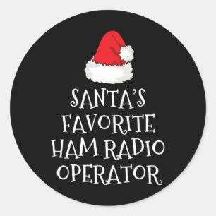 Sticker Rond Casquette de Noël de l'opérateur radio amateur pré
